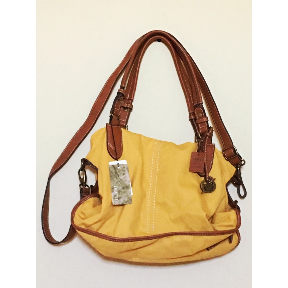 Born yellow medium canvas satchel bag